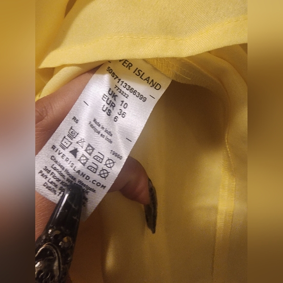 River Island Pastel Yellow Open Back Tiered Mini Dress - Picture 9 of 9